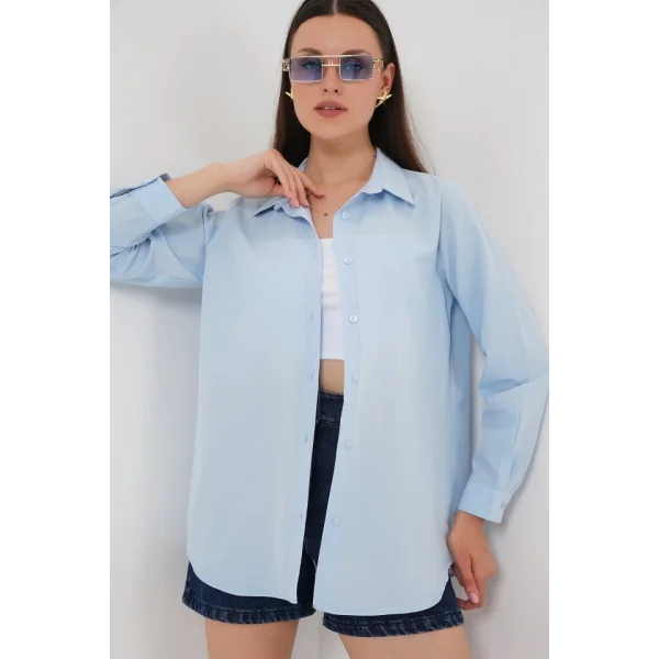 Uzun Kol Basic Gömlek 20279 - Mavi