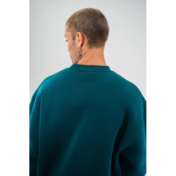 Uzun Kol Bisiklet Yaka Basic SweatShirt - Koyu Deniz Yeşili