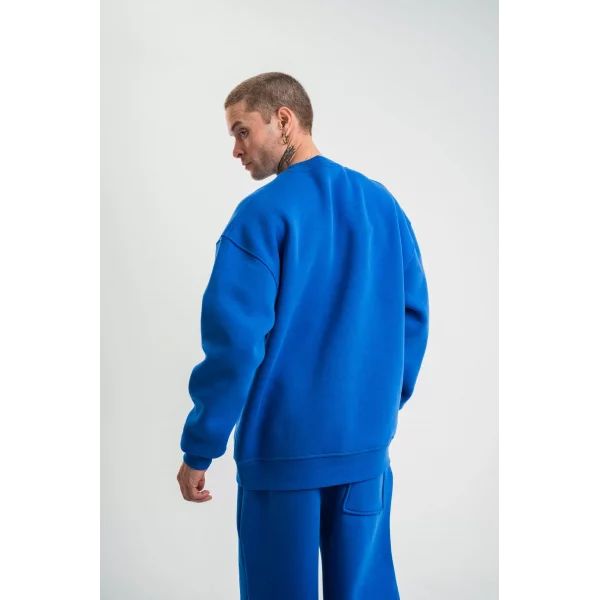 Uzun Kol Bisiklet Yaka Basic SweatShirt - Mavi