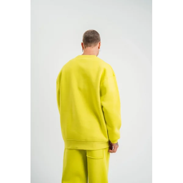 Uzun Kol Bisiklet Yaka Basic SweatShirt - Sarı