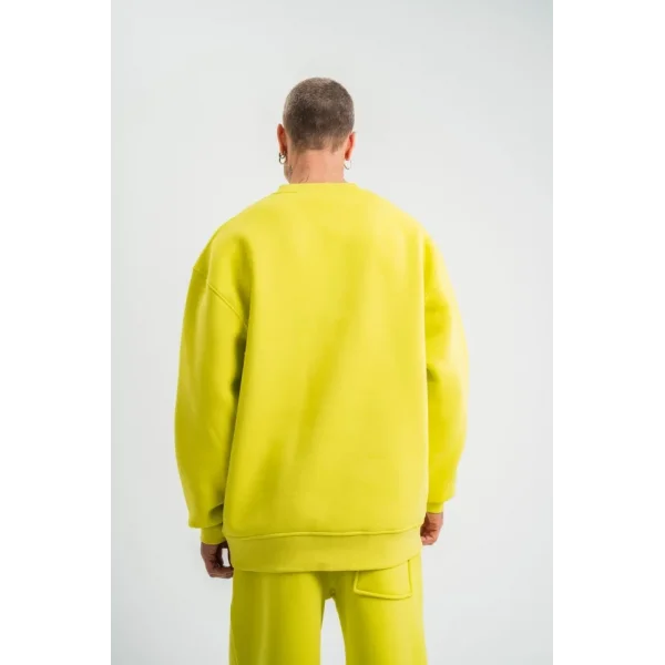 Uzun Kol Bisiklet Yaka Basic SweatShirt - Sarı