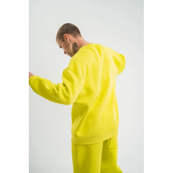 Uzun Kol Bisiklet Yaka Basic SweatShirt - Sarı