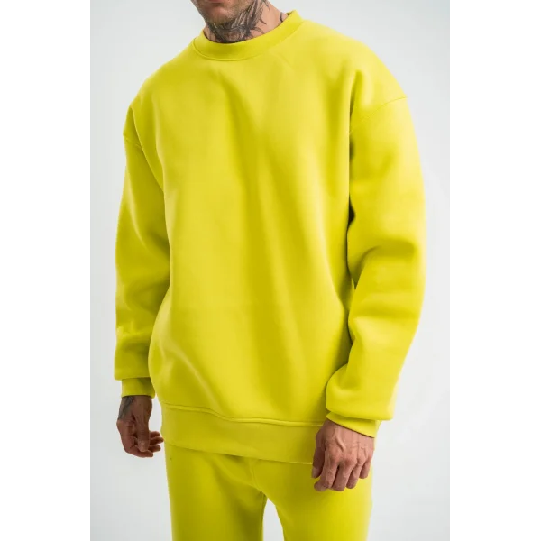 Uzun Kol Bisiklet Yaka Basic SweatShirt - Sarı