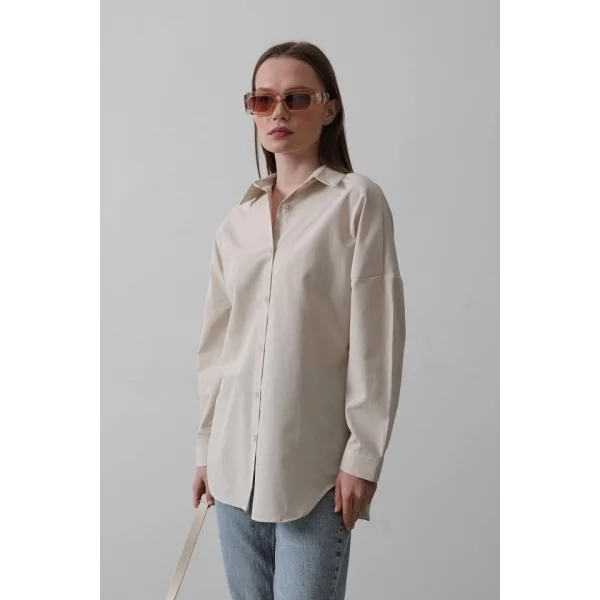 Uzun Kol Gömlek - Bej