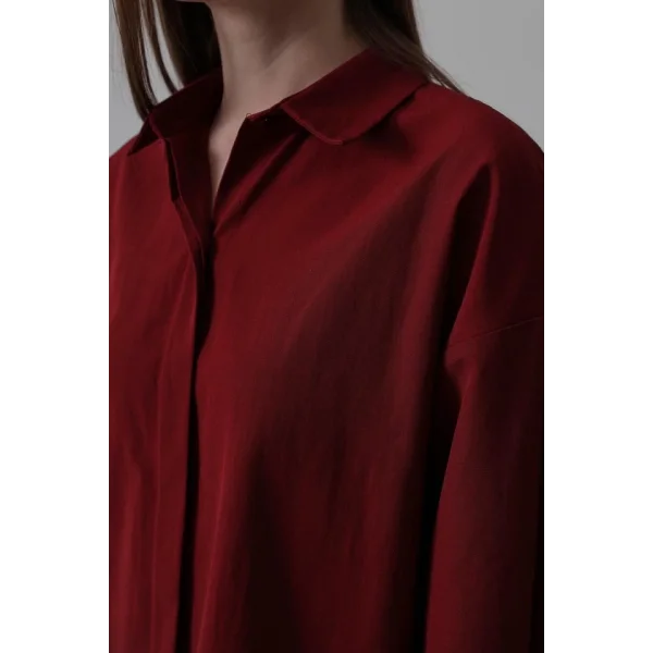 Uzun Kol Gömlek - Bordo