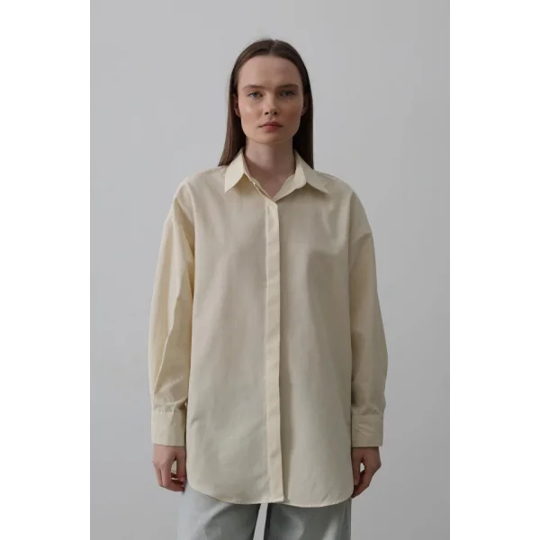 Uzun Kol Gömlek - Ekru