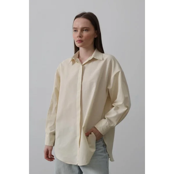 Uzun Kol Gömlek - Ekru