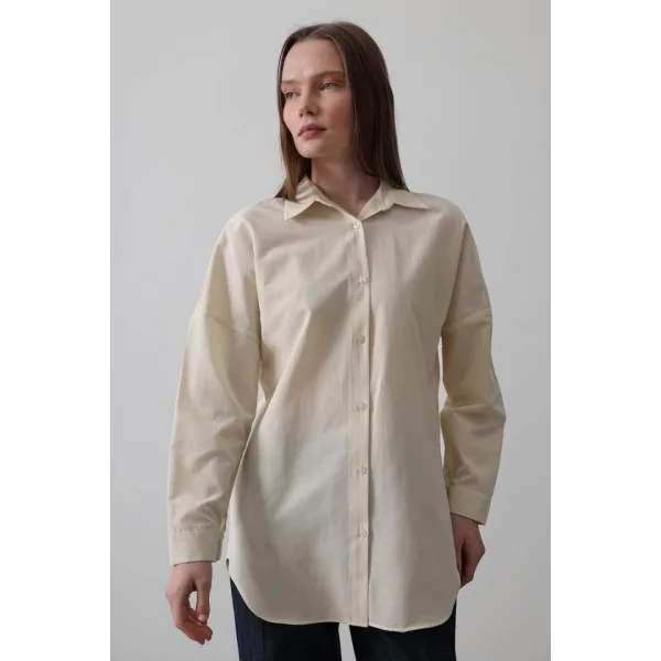 Uzun Kol Gömlek - Ekru