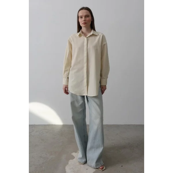 Uzun Kol Gömlek - Ekru