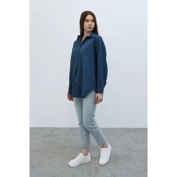 Uzun Kol Gömlek  İndigo