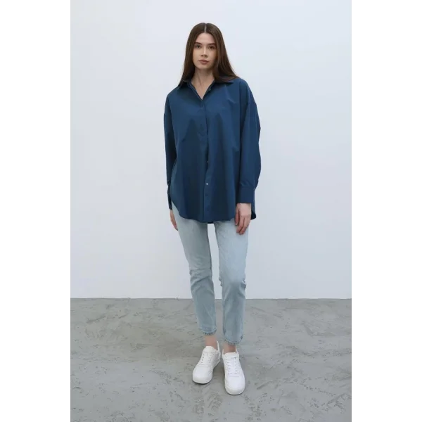 Uzun Kol Gömlek  İndigo