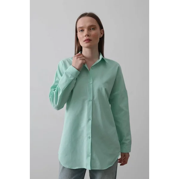 Uzun Kol Gömlek - Mint