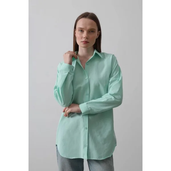 Uzun Kol Gömlek - Mint