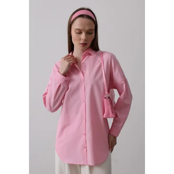 Uzun Kol Gömlek - Pembe