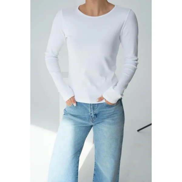 Uzun Kol Örme Body  Beyaz