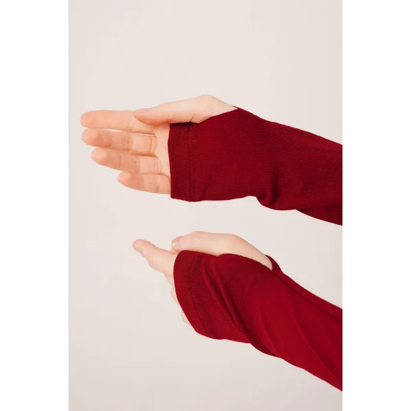 Uzun Kollu Basic Bordo Bluz