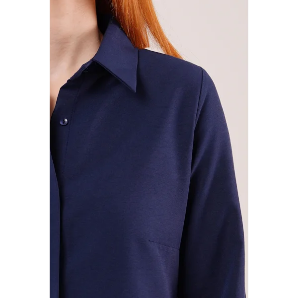 Uzun Kollu Koyu acivert Tunik Gömlek Elbise