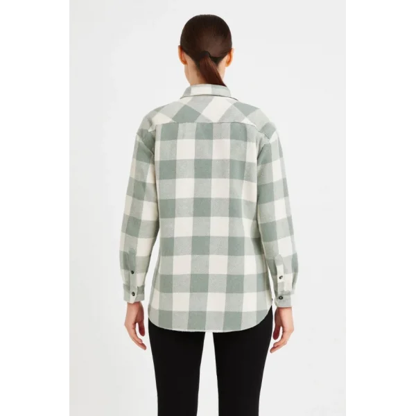Uzun Kollu Oduncu Gömlek - Su Yeşili
