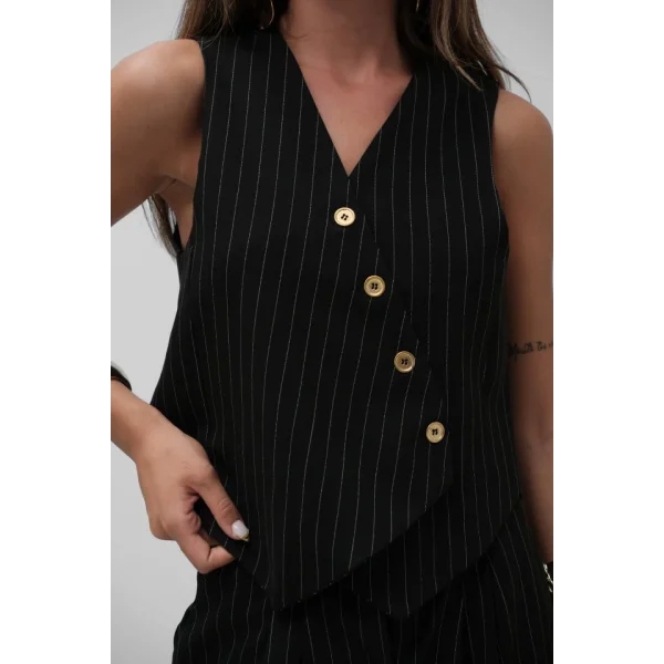 V Yaka Çizgili Kruvaze Yelek