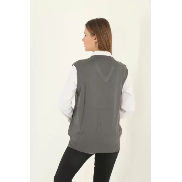 V Yaka Süveter  Gri