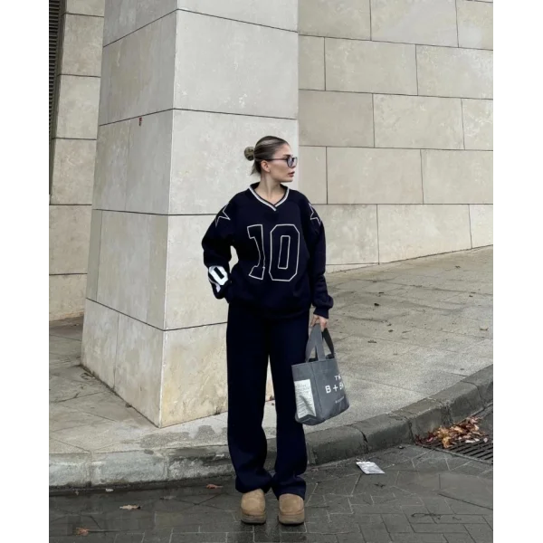 V Yaka Üç İplik weat Takım  iyah