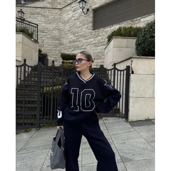 V Yaka Üç İplik weat Takım  iyah