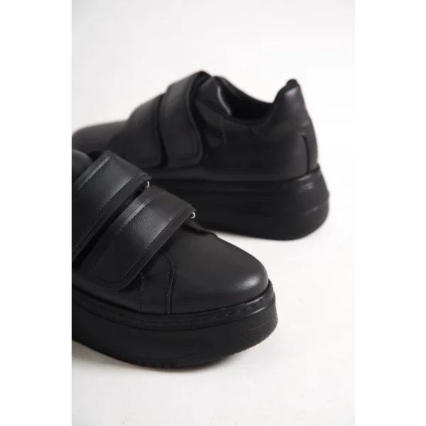 VALENCIA Bağcıksız Cırt Cırtlı Ortopedik Taban Kadın Sneaker Spor Ayakkabı CST - Siyah