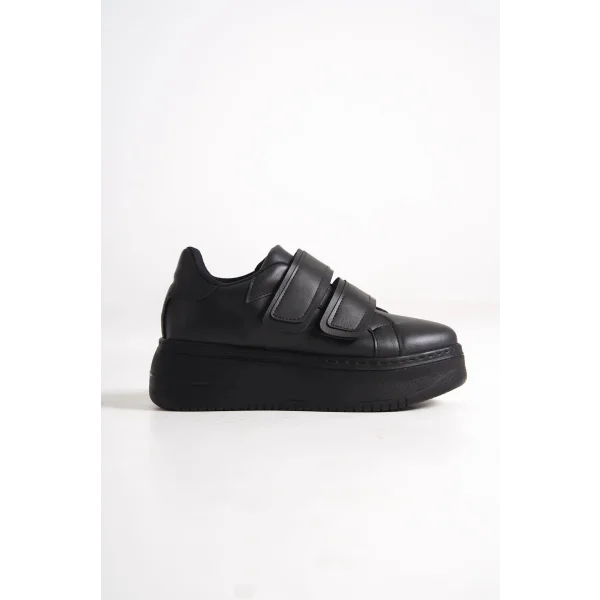 VALENCIA Bağcıksız Cırt Cırtlı Ortopedik Taban Kadın Sneaker Spor Ayakkabı CST - Siyah