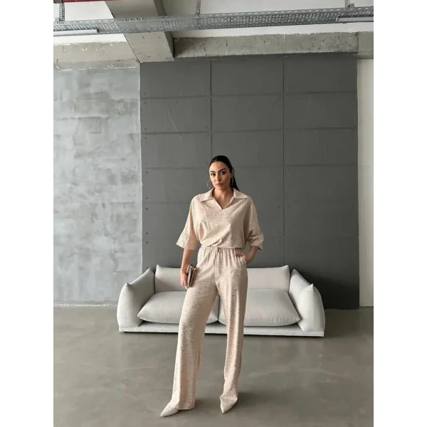VARAKLI BLUZ PANTOLON TAKIM - Bej