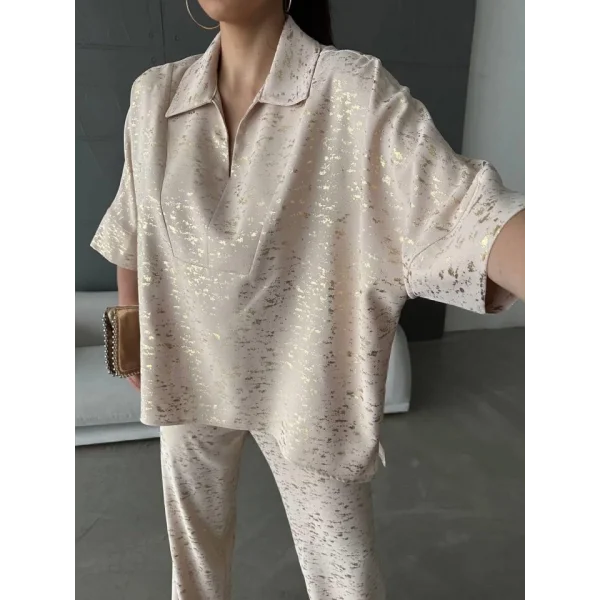 VARAKLI BLUZ PANTOLON TAKIM - Bej