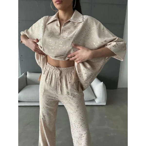 VARAKLI BLUZ PANTOLON TAKIM - Bej