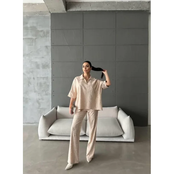 VARAKLI BLUZ PANTOLON TAKIM - Bej