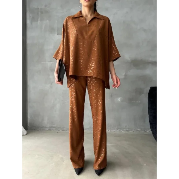 VARAKLI BLUZ PANTOLON TAKIM - Kahverengi