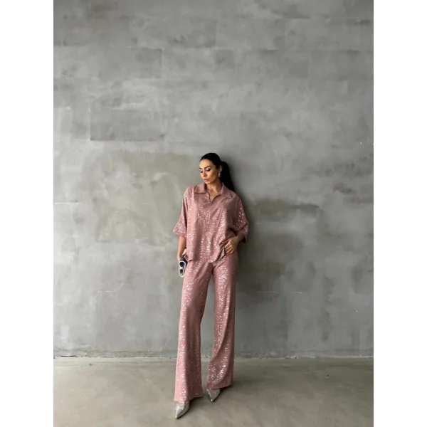 VARAKLI BLUZ PANTOLON TAKIM - Pudra