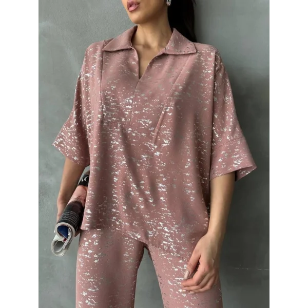 VARAKLI BLUZ PANTOLON TAKIM - Pudra