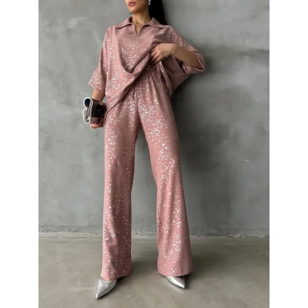 VARAKLI BLUZ PANTOLON TAKIM - Pudra