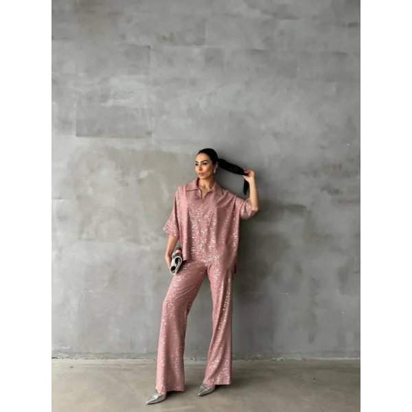 VARAKLI BLUZ PANTOLON TAKIM - Pudra