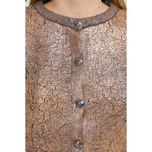 Varaklı Düz Hırka  AntrasitBakır