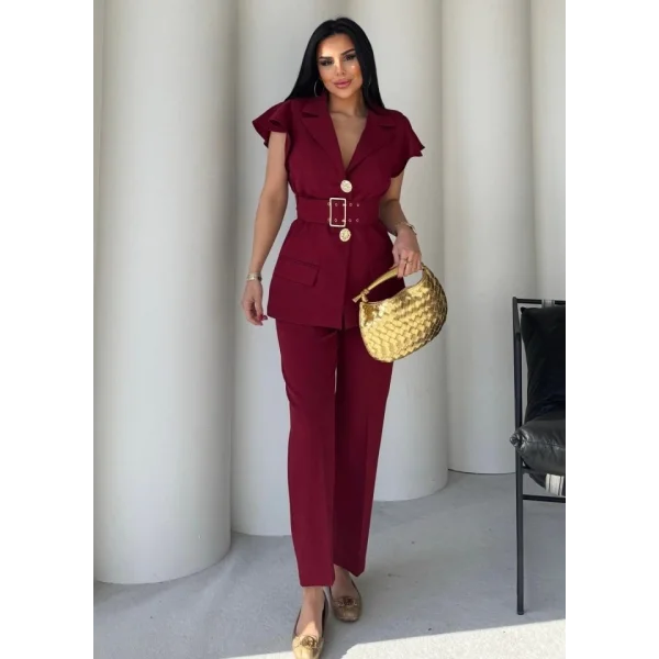 Vatkalı Yelek Pantolon İkili Takım