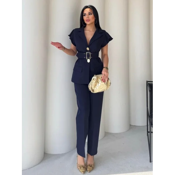 Vatkalı Yelek Pantolon İkili Takım