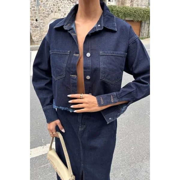 Veronika Yırtmaçlı Denim Takım 9913