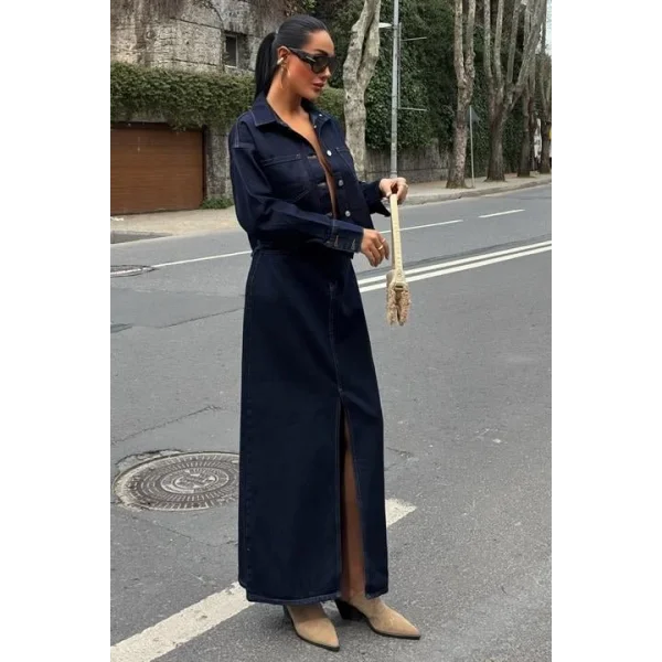 Veronika Yırtmaçlı Denim Takım 9913