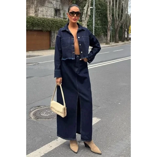 Veronika Yırtmaçlı Denim Takım 9913