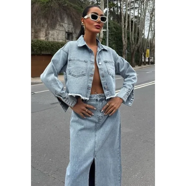 Veronika Yırtmaçlı Denim Takım 9913