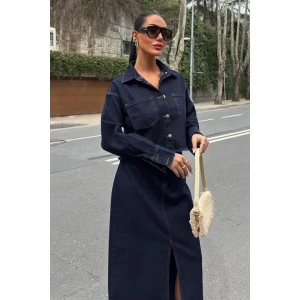 Veronika Yırtmaçlı Denim Takım 9913