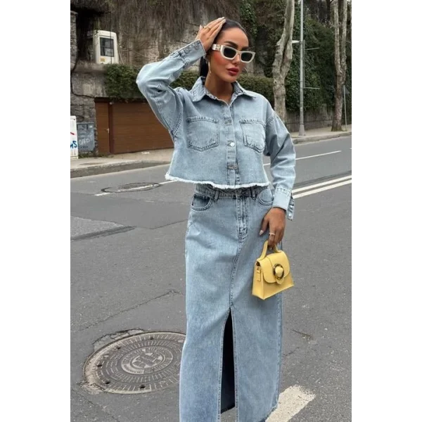 Veronika Yırtmaçlı Denim Takım 9913