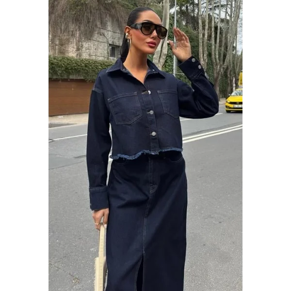 Veronika Yırtmaçlı Denim Takım 9913