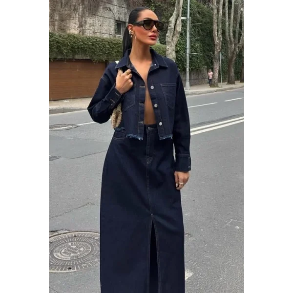 Veronika Yırtmaçlı Denim Takım 9913