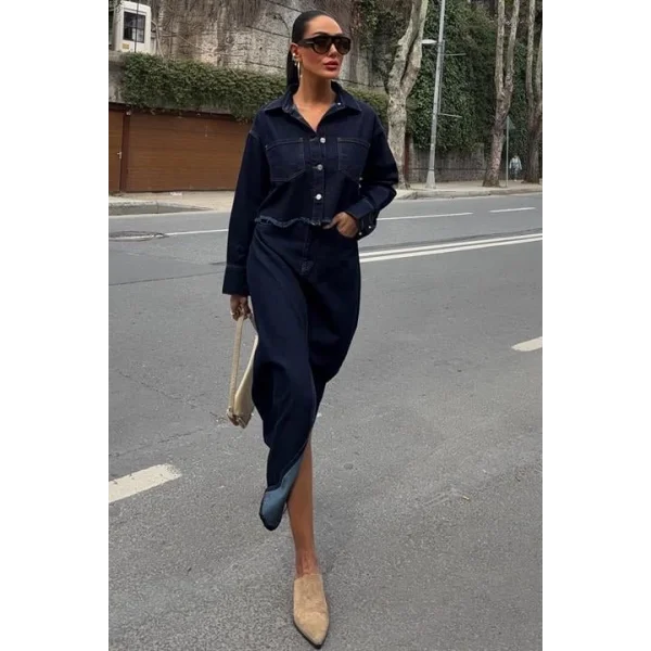 Veronika Yırtmaçlı Denim Takım 9913