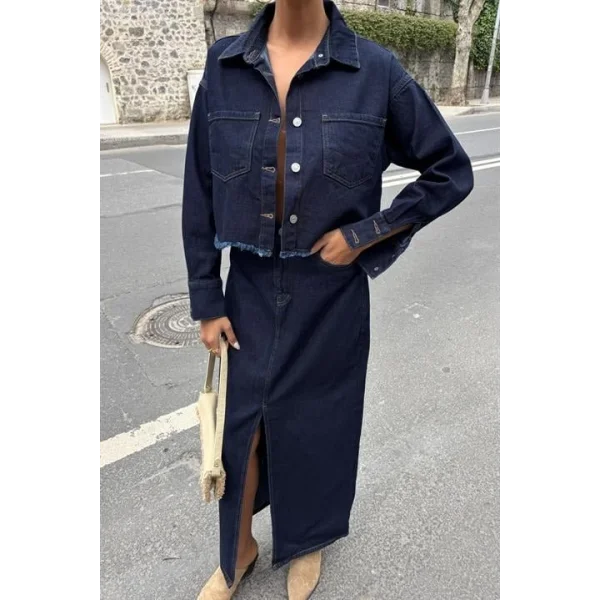 Veronika Yırtmaçlı Denim Takım 9913